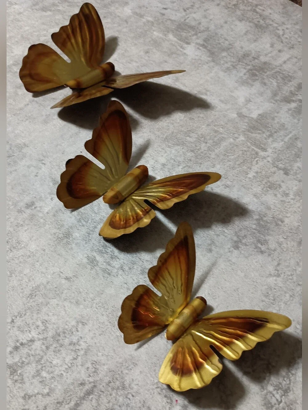 Decorative Metal Butterfly Wall Accents in Gold and Brown - Set of 3